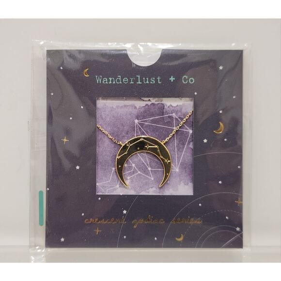 Wanderlust + Co Crescent Zodiac Series Aquarius Gold Tone Necklace - Picture 1 of 3